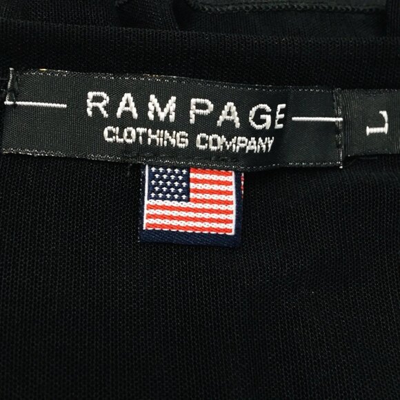 Y2K Rampage Black Mesh Beaded Mandala Top Sz L Puff Sleeve Smock Back WhimsyGoth - Picture 10 of 10